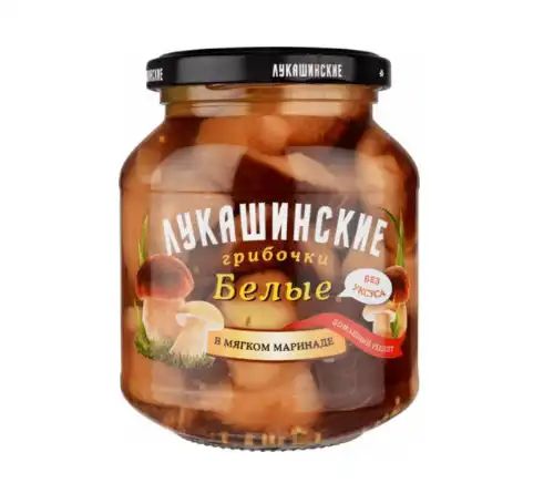 Грибы МАРИНОВАННЫЕ Белые 340гр Лукашинские
