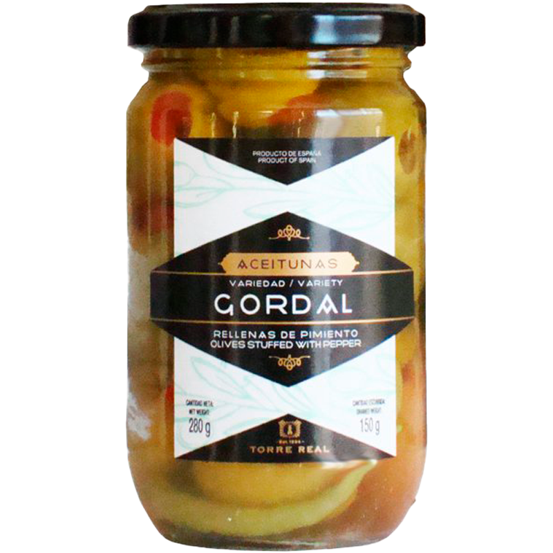 Оливки Королевские со Сладким Перцем Gordal 280гр Испания