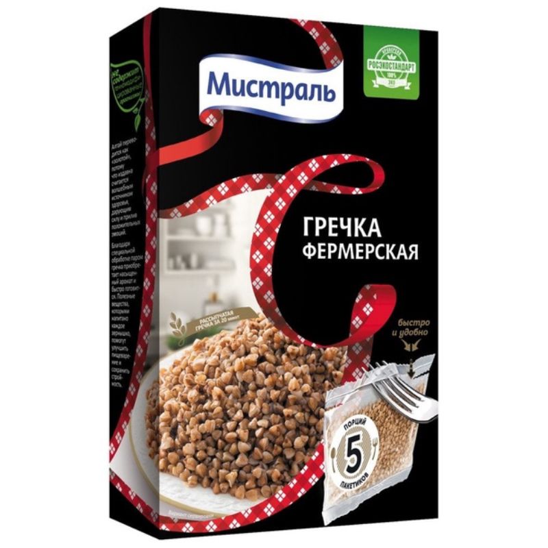Крупа Гречневая Фермерская в Пакетах Мистраль 400гр Россия
